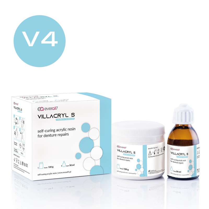 Изображение Villacryl S цвет V4 (розовый с прожилками), для ремонта зубных протезов, 100гр + 50мл