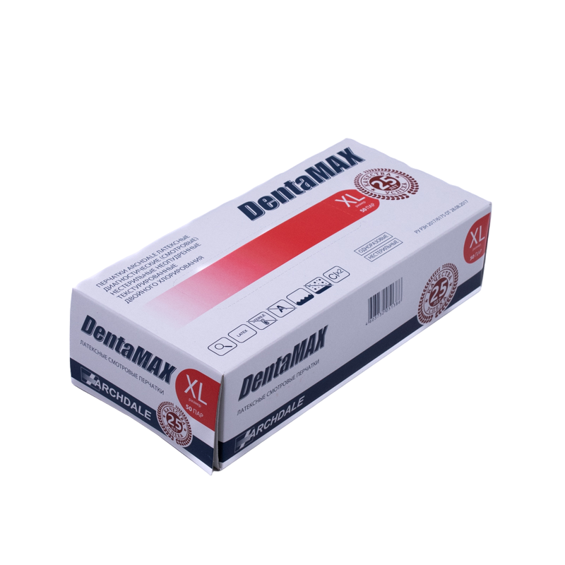 Изображение Перчатки DentaMax размер XL латексные смотровые, нестерильные, неопудренные, текстурирующие, 50пар 2 из 3